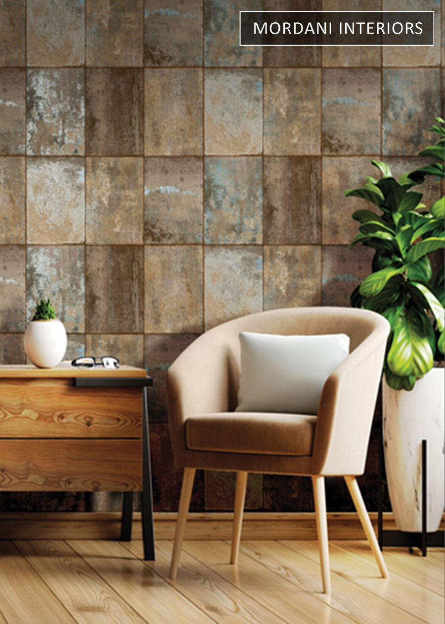 Brown Rustic Blocks Wallpaper